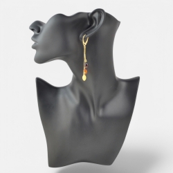 Amber earrings silver-gold metal style